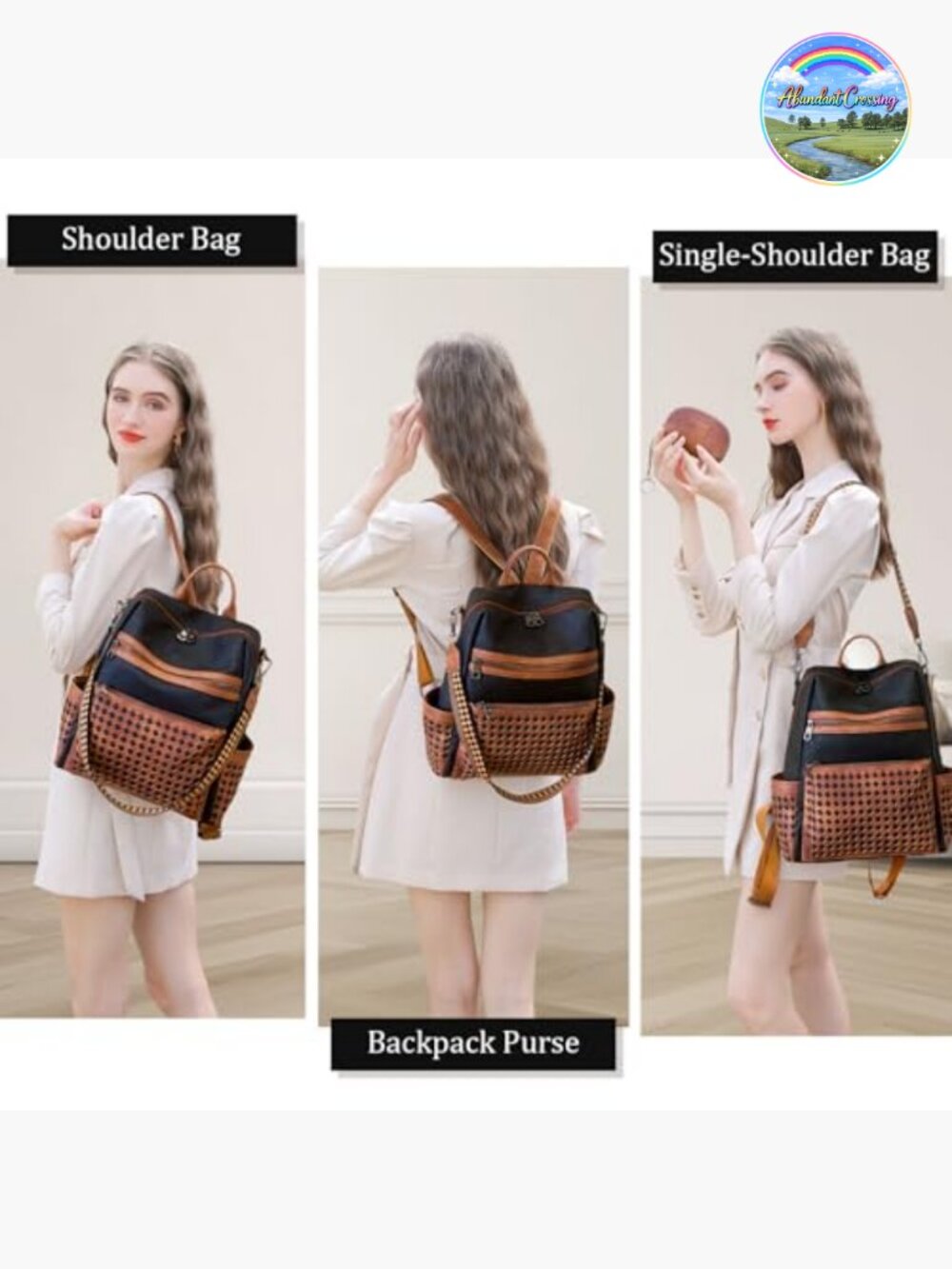 PU Leather Backpack Purse for Women Convertible Handbag Work Travel - Picture 6 of 7